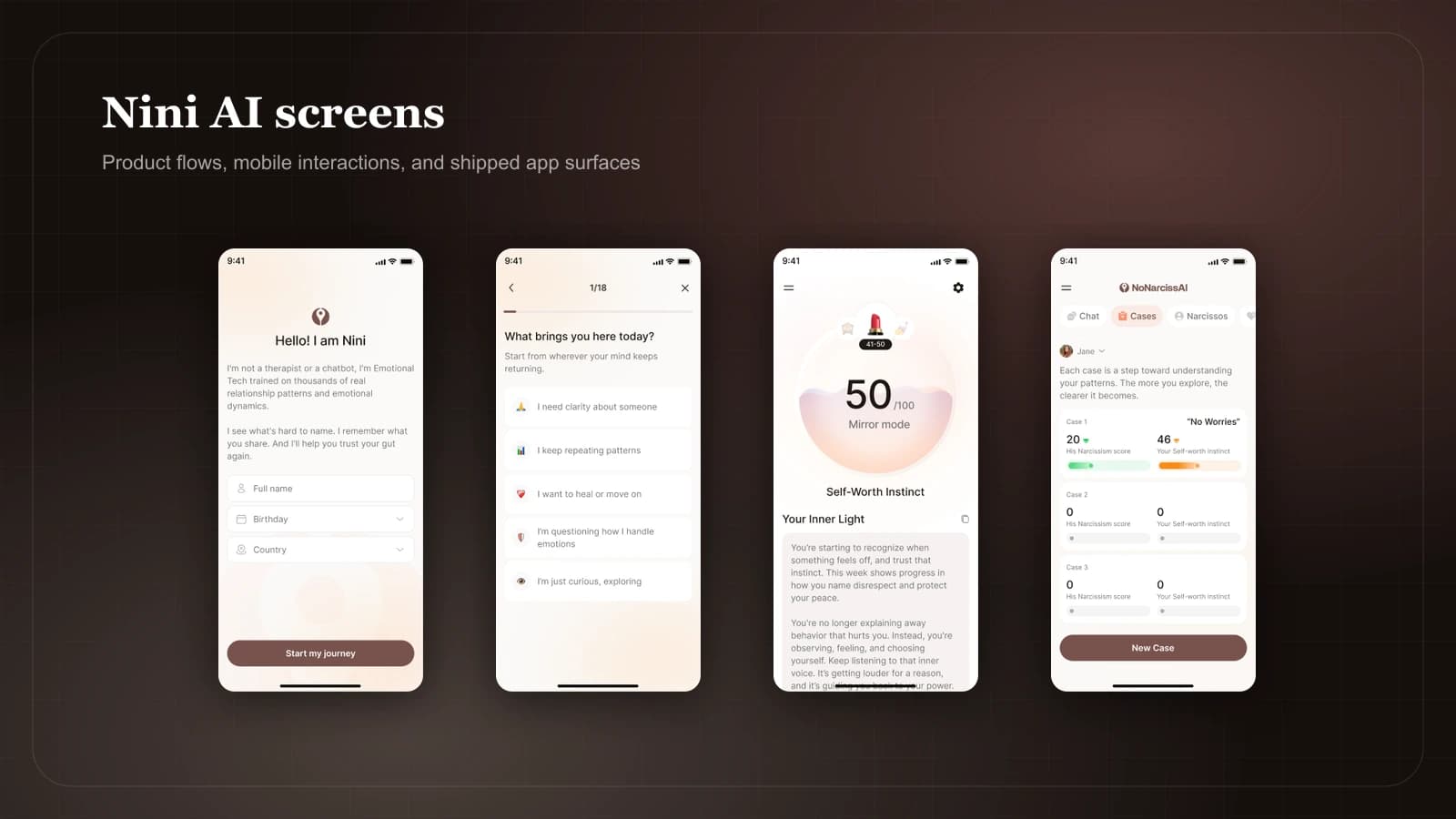 Nini AI app screens
